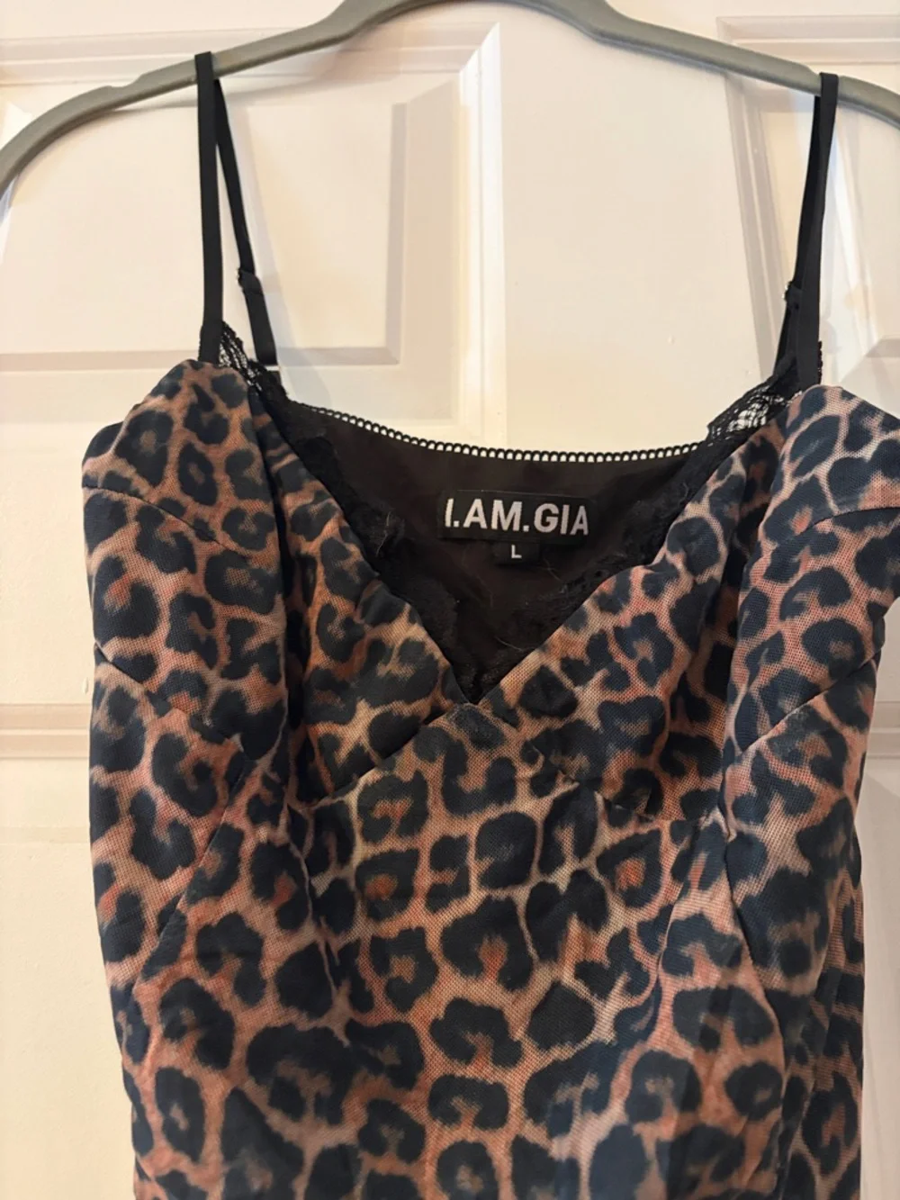 I.AM.GIA Leopard Print Cowl Cami in Brown and Black - Picture 3 of 3